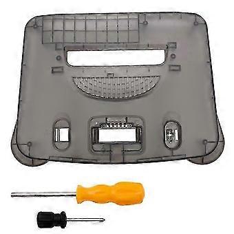 Translucent Replacement Shell Set Compatible with N64 Console, Transparent Black - Includes Screwdriver & Logo Sticker