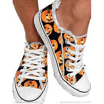 Halloween Pumpkin Head Printed Canvas Shoes,Women's Fashion Sneakers Halloween Pumpkin Print Loose Shoes,Pumpkin Shoes for Women