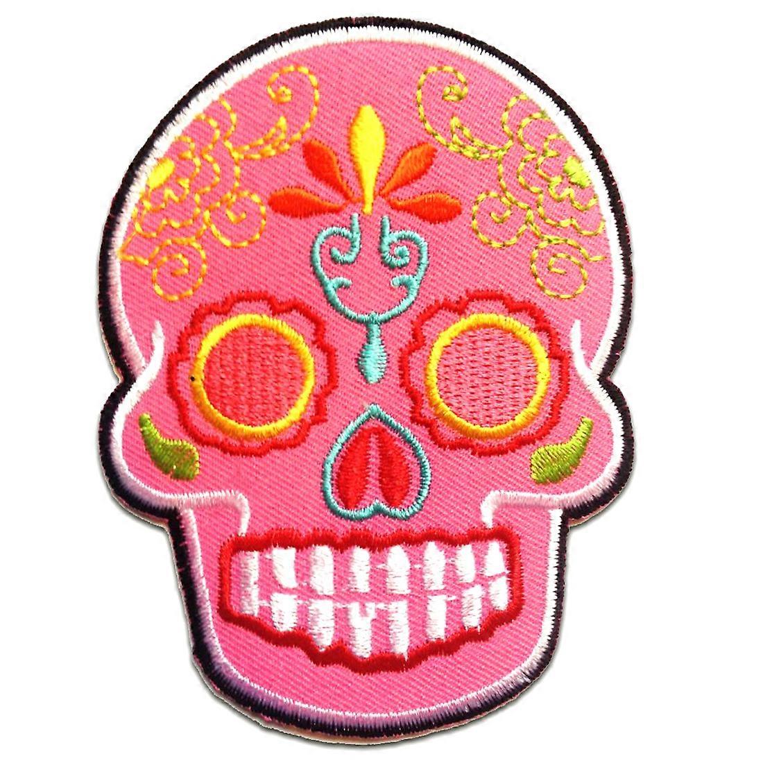 Patch / iron-on patch - skull modern skeleton - multiple colors selectable - 7 x 9.3 cm – patch