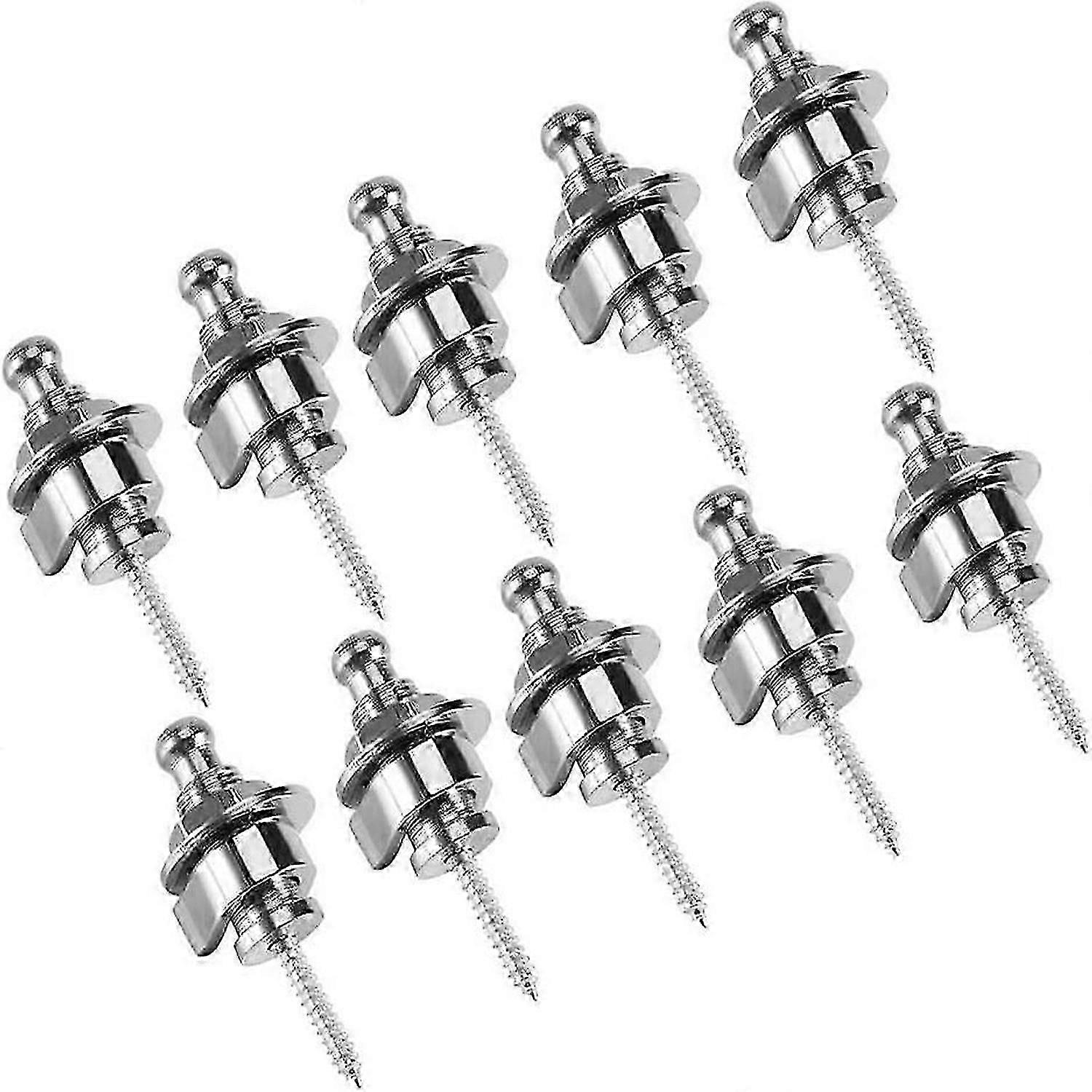 Guitar Strap Locks Buttons 10pcs/Security Strap Locks Metal Quick Release Security Straplocks-silver