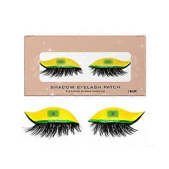 Reusable Brazil Flag False Lashes, All-in-One Eyelash & Eyeshadow Patches for Match Day & Parties