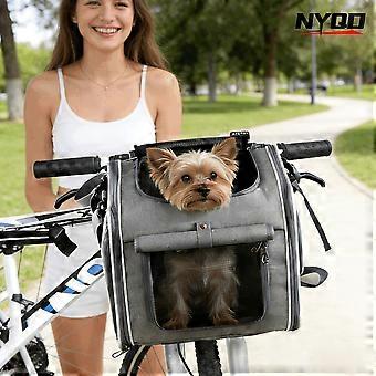 Hundecykelkurv, udvidelig blødsidet kæledyrsbærer med 4 åbne døre og 4 netvinduer til små hunde, katte, hvalpe