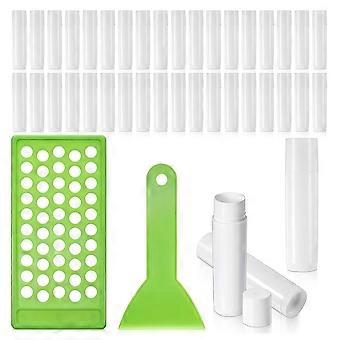 50 Pack Paperboard Lip Balm Tubes with Filling Tray & Spatula 0.176 Oz,5g Empty Cardboard Lipstick Tubes