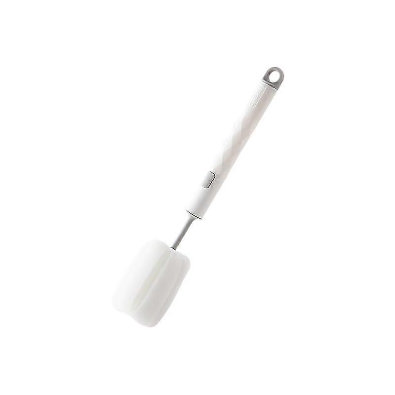 Long Handle Bottle Cleaning Brush with Replaceable Sponge Head, Scratch Deep Cup and Mug Brush (White)