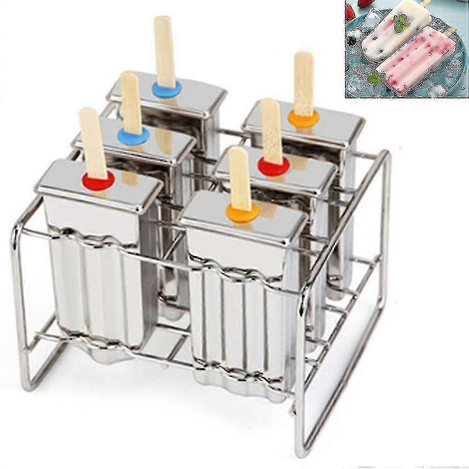 6 Gitter Edelstahl DIY Eiscremeform Eiswürfel