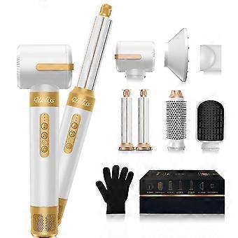 Air Styler with Airflow Curling Technology, White Hot Air Brush for Curls & Waves, 6 in 1