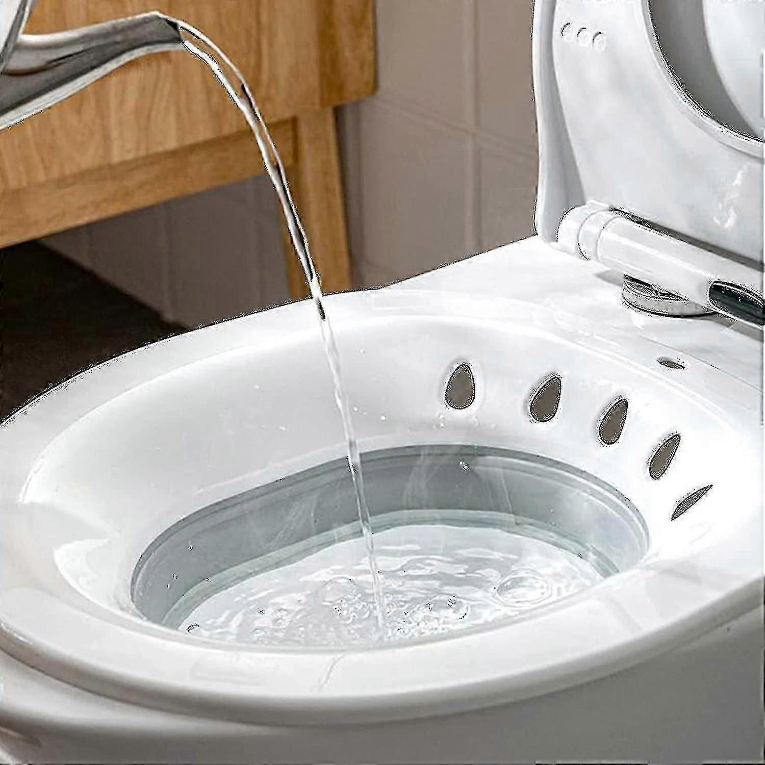 Hygienic sitz bath basin for universal commodes, space-saving gray