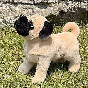 Pug Stuffed Animal 12.9 Inch, Ultra-Soft Light Brown Plush Dog Toy with Expressive Eyes, Cuddly Gift for Kids Home Decor