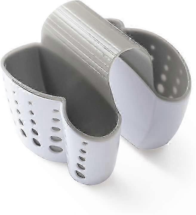 Saddle Sponge Holder Organizer compatible with Double Sink, White/grey