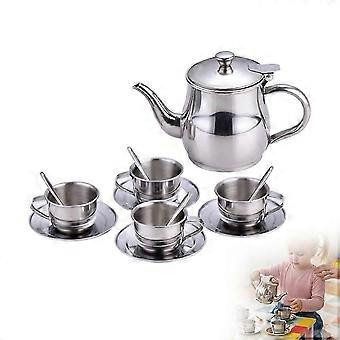 Tesett i rustfritt stål, late som, rollespill, sosiale ferdigheter, polert finish, premium