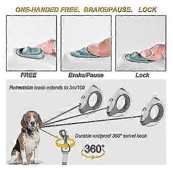 Retractable Dog Leash With Bright Led Light,hands-free /360 Free 10ft Dog Walking Leash Nylon Trac