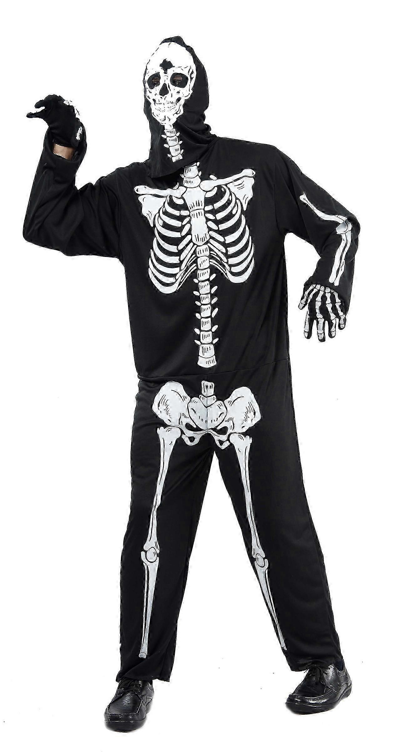 Black skeleton costume compatible with men Halloween