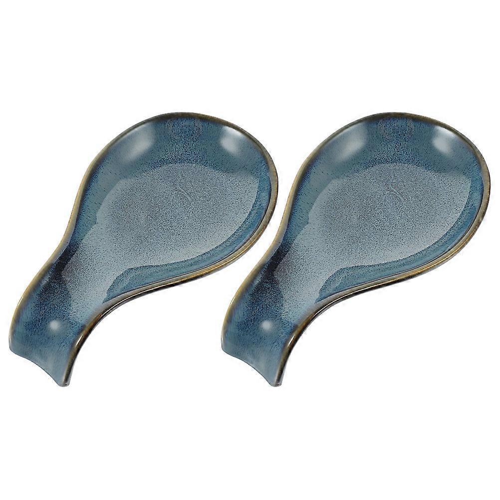 Ceramic Spoon Rest Multi-Functional Spoon Holder for Kitchen Use 2Pcs