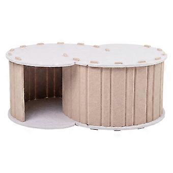 Indoor Cat Tunnel Nest With Scratching Pad, Brown Play Space, Detachable Bunny Bed And Pet House, 15.51x22.87 Inches