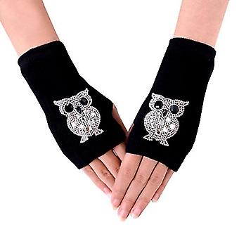 Veeki Women Punk Winter Arm Warmer Knitted Stretchy Soft Fingerless Gloves, Black I