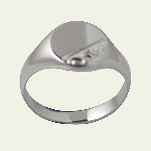 Silver 12x9mm solid hand engraved oval Signet Ring Size S