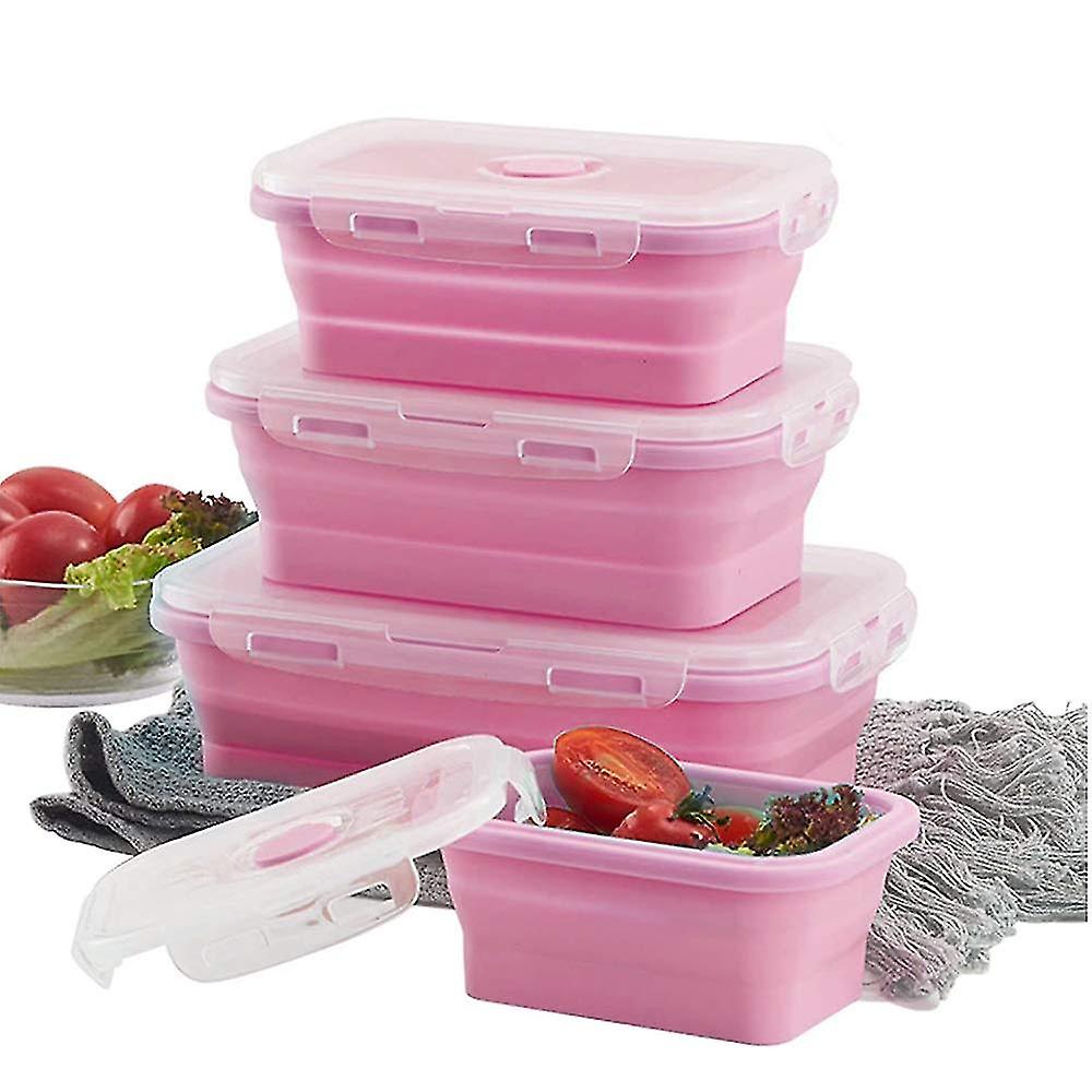 Collapsible Silicone Food Storage Container, Lunch Bento Box 3 Pack Set ,preserving Storage Boxes,dishwasher Reusable Freezer Safe Household Picnic Pa