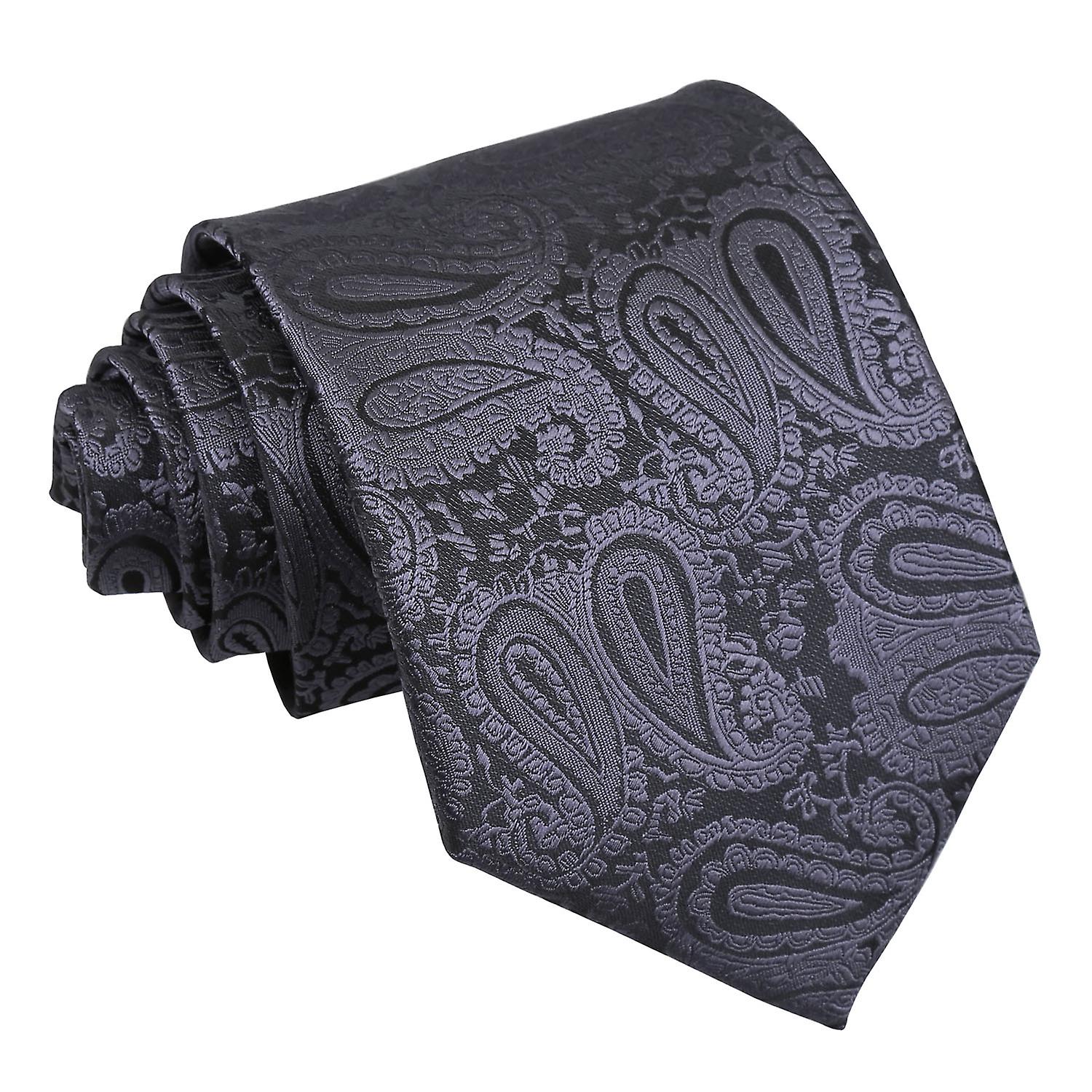 Charcoal Grey Paisley Tie