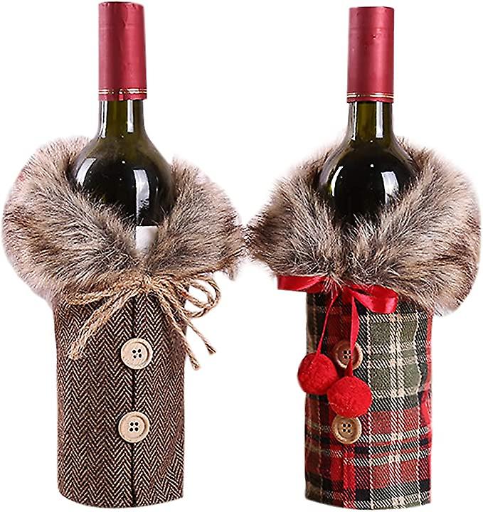 Wine Bottle Set With Santa Hat