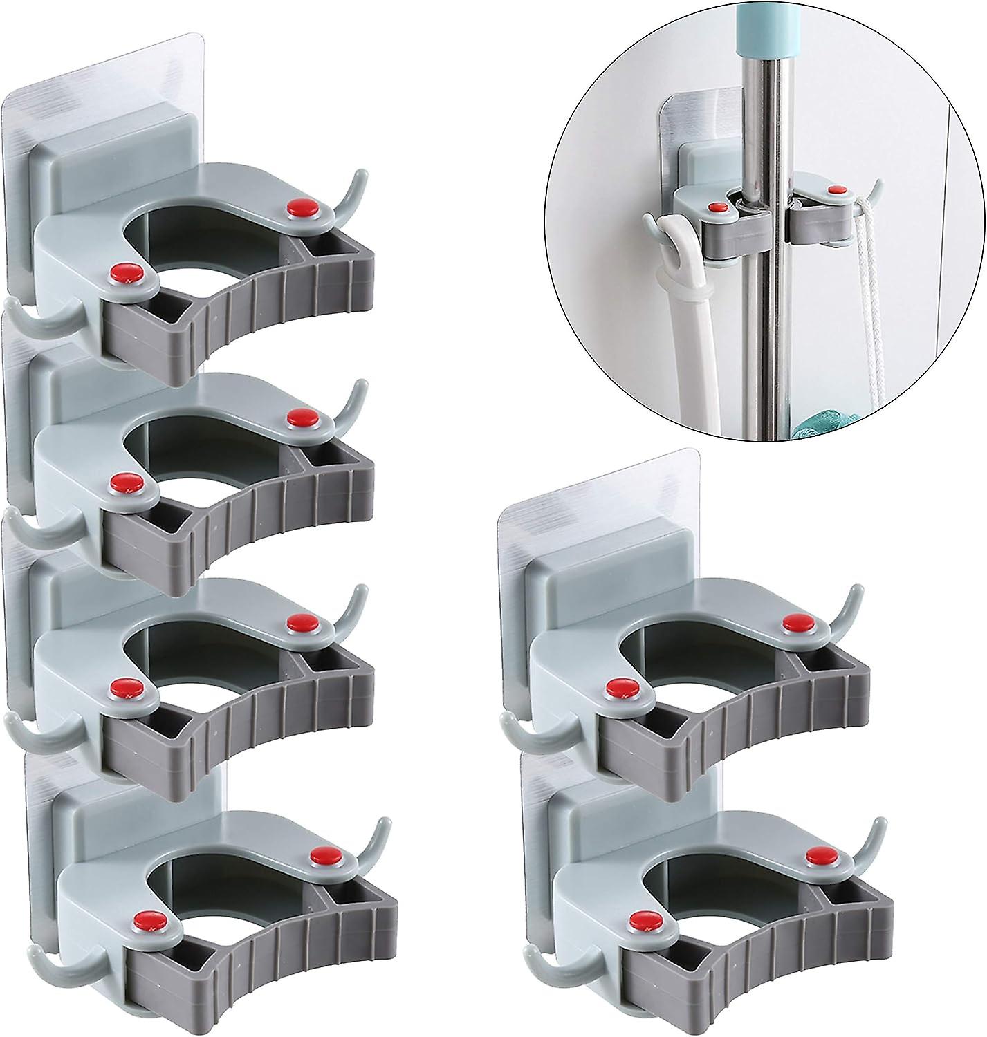 Adhesive Broom Holder Wall Mounted Mop Hook Holder for Closet Rake