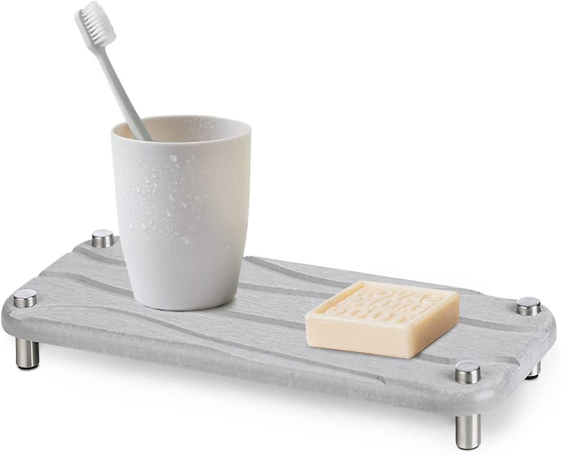 Quick Dry Sink Organizer, Fast Drying Diatomaceous Earth Stone Sink Tray, Diatomaceous Earth Bathroom (Grey)