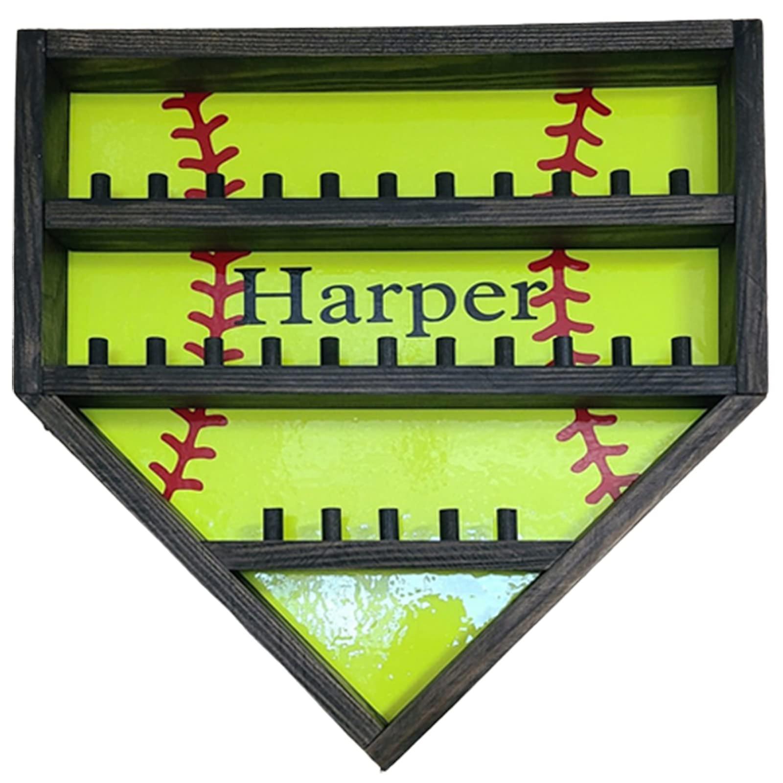 קופסת אחסון בייסבול מעץ המותקנת על הקיר קופסת מארגן בייסבול יכולה לאחסן 14 כדורי בייסבול