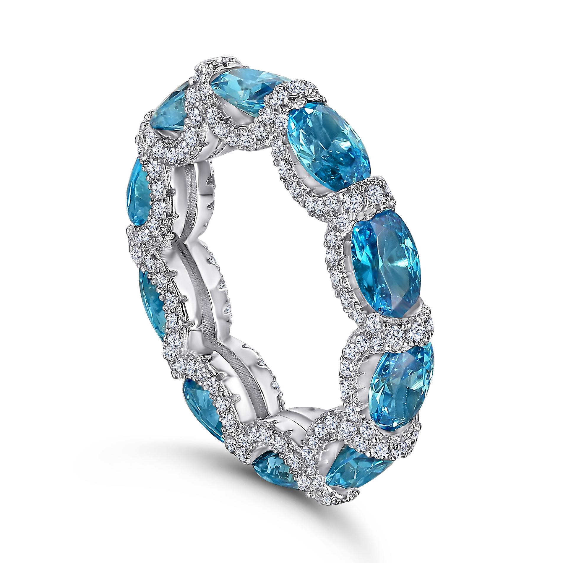 S925 Blue Zircon Ring