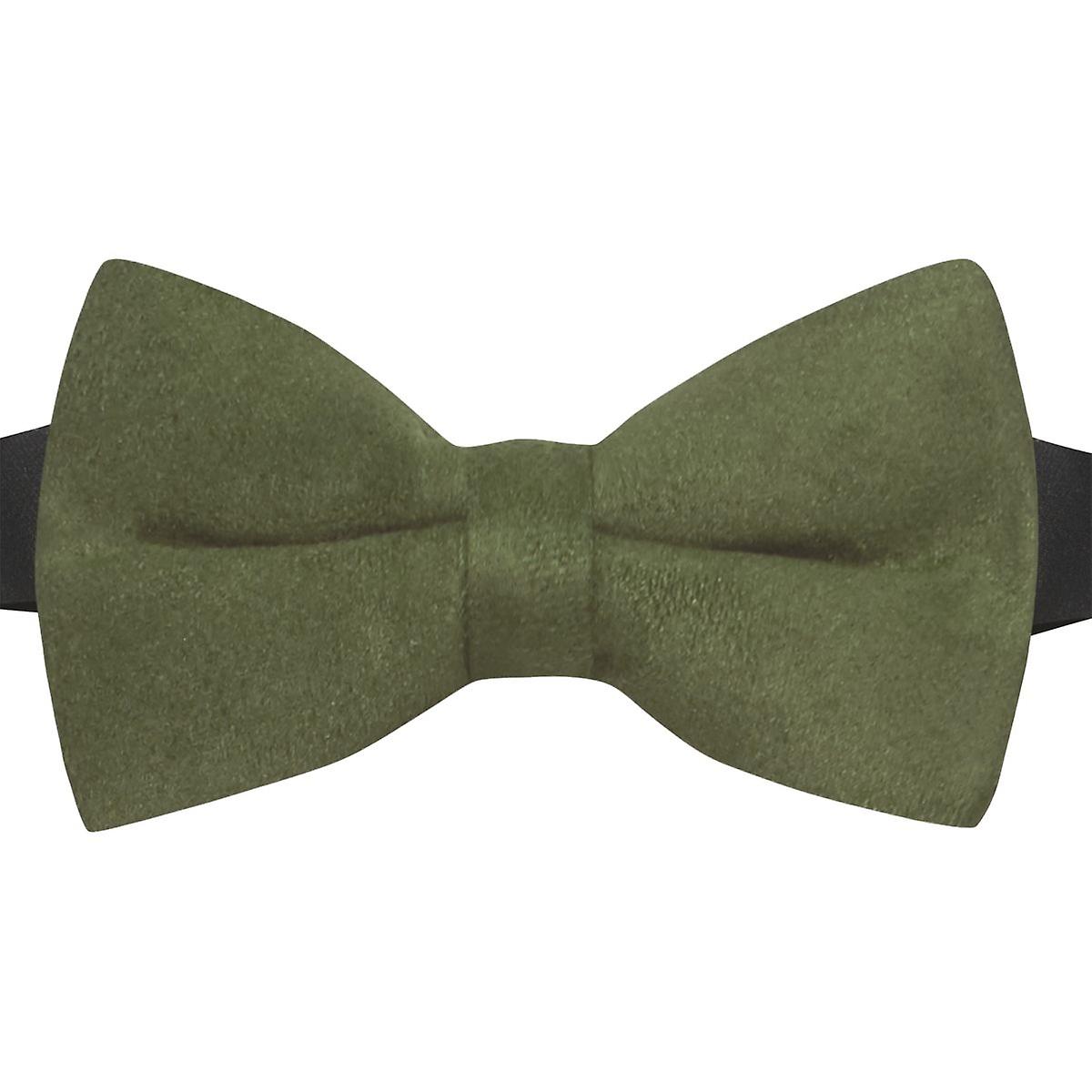 Dark Olive Green Suede Bow Tie