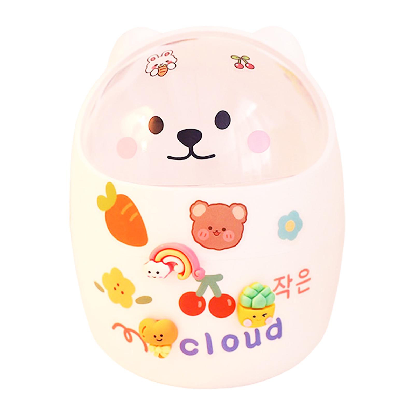 Cute Bear Shape Mini Trash Can Flip Trash Can Wastebaskets