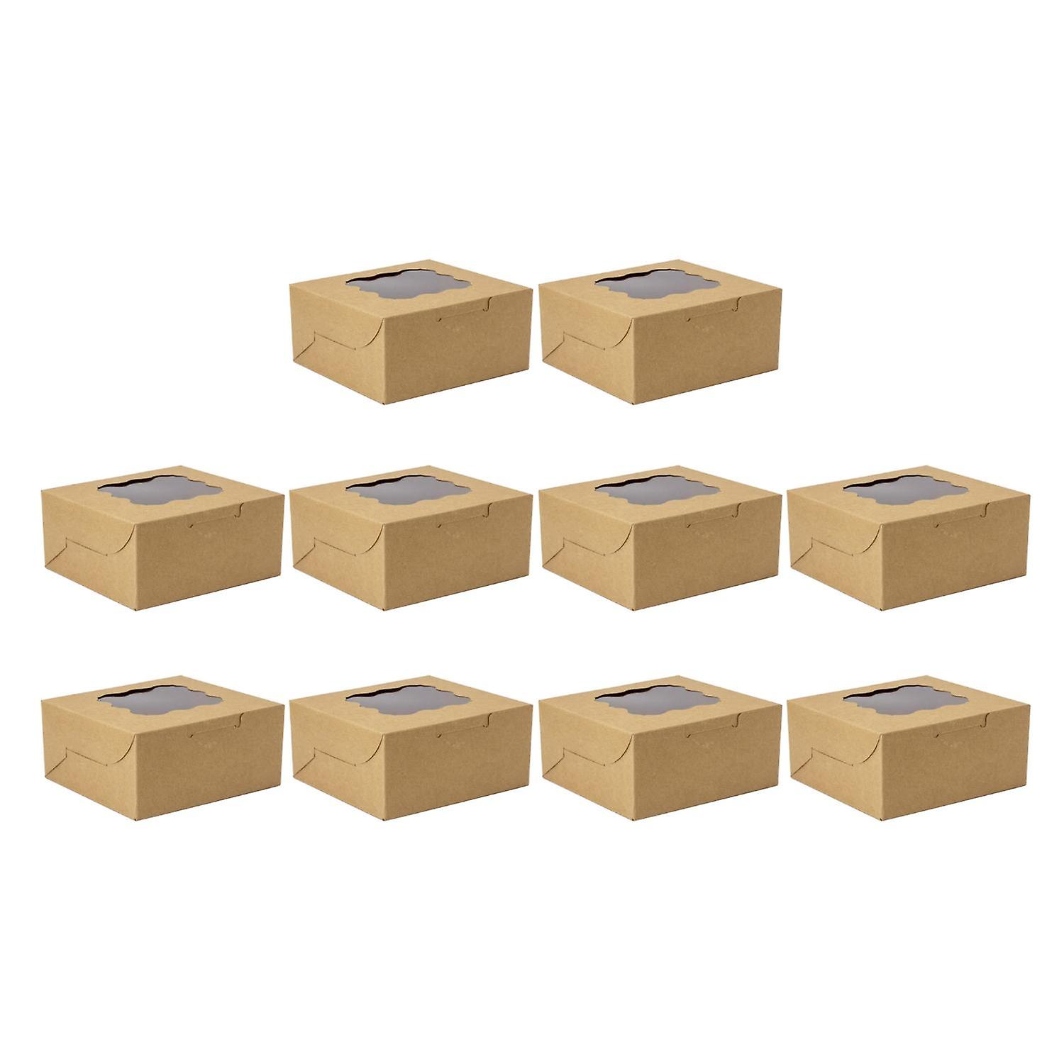 10Pcs Cookie Box Visible Window Waterproof White/Brown Bakery Dessert Packing Case Kitchen Tool