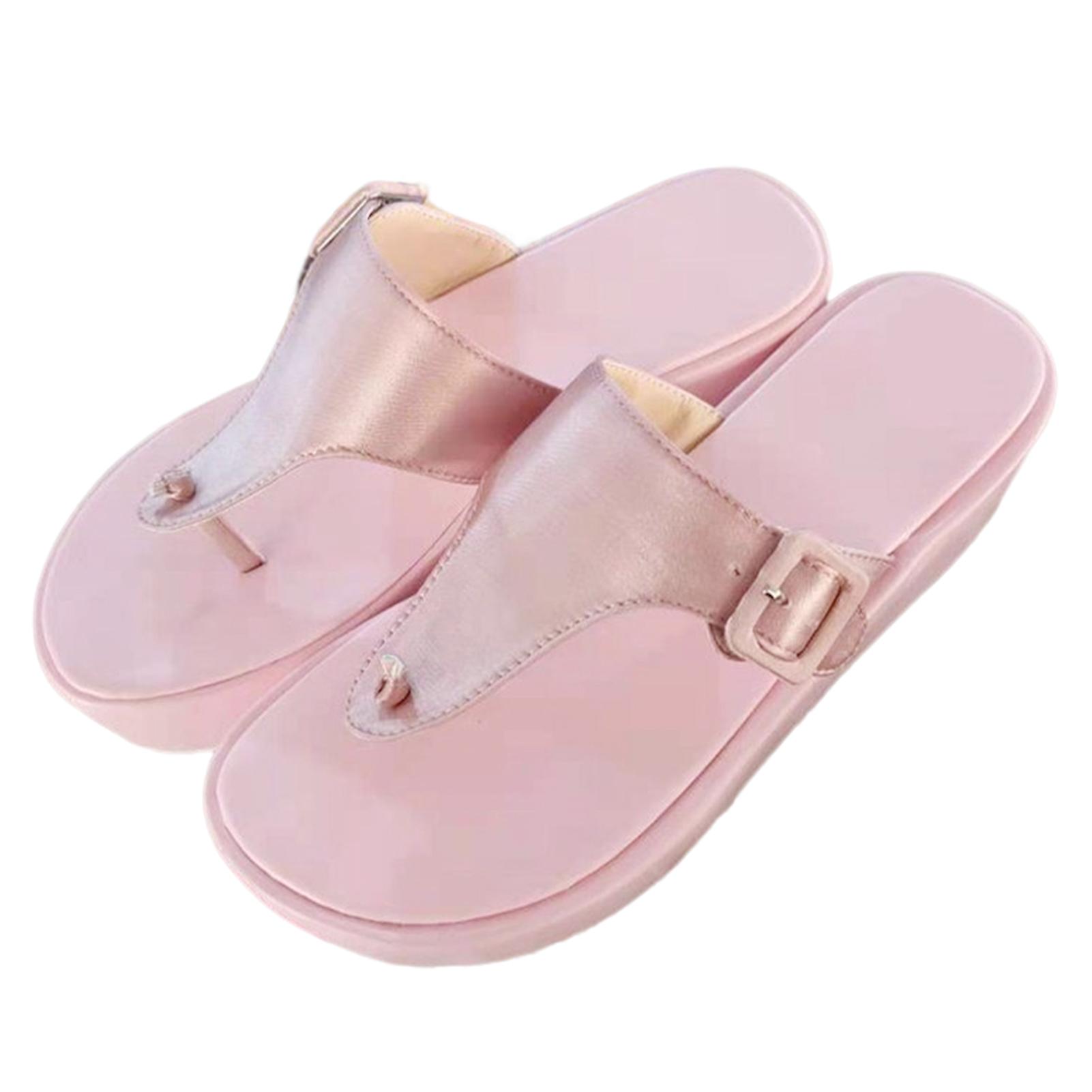 Outerwear Thong Toe Beach Wedge Sandals Open Peep Toe Solid Color Walking For Dresses Jeans Skirts Short Pants