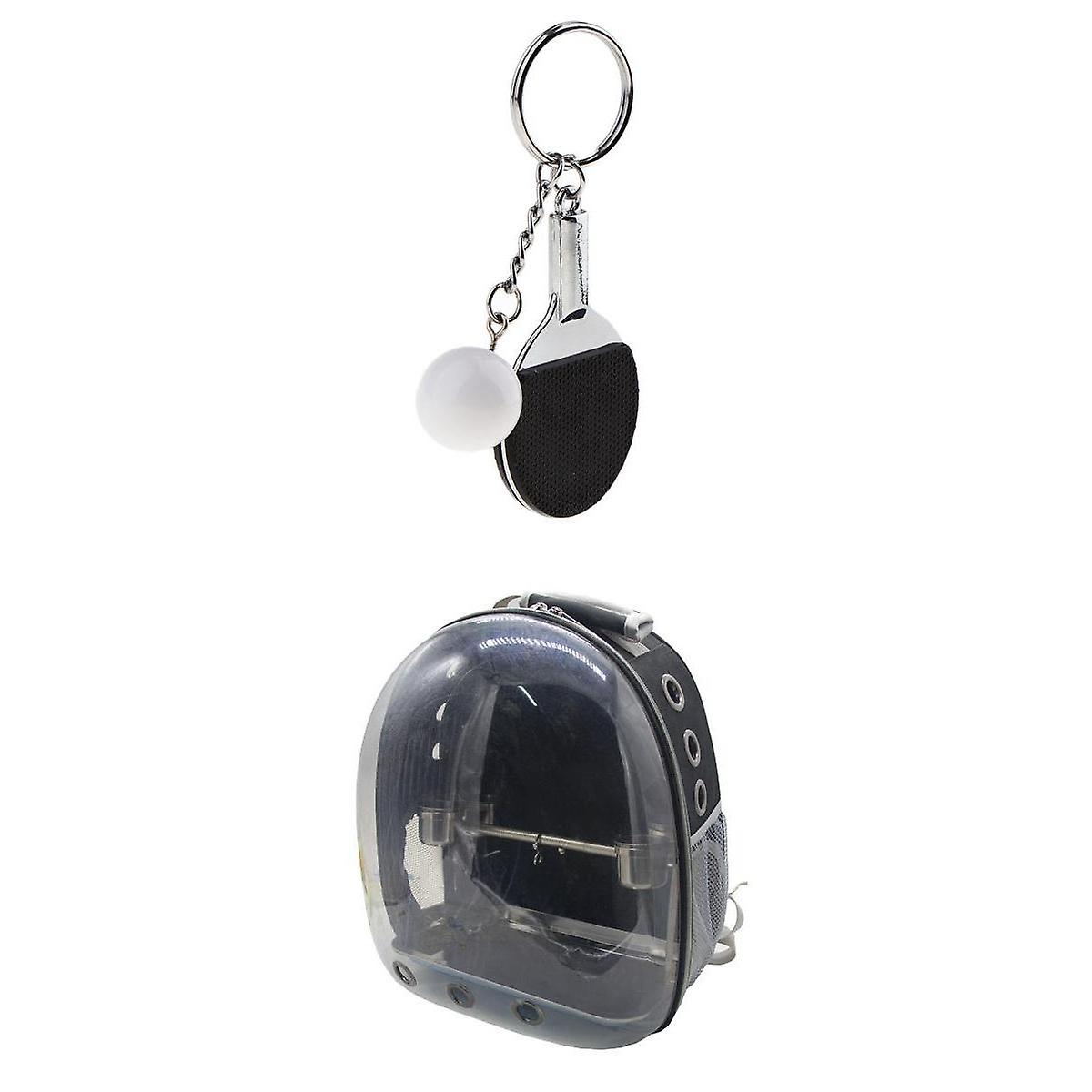 Clear Cover Travel Bird Parrot Cage Carrier with Set Stand Perch Cup Black