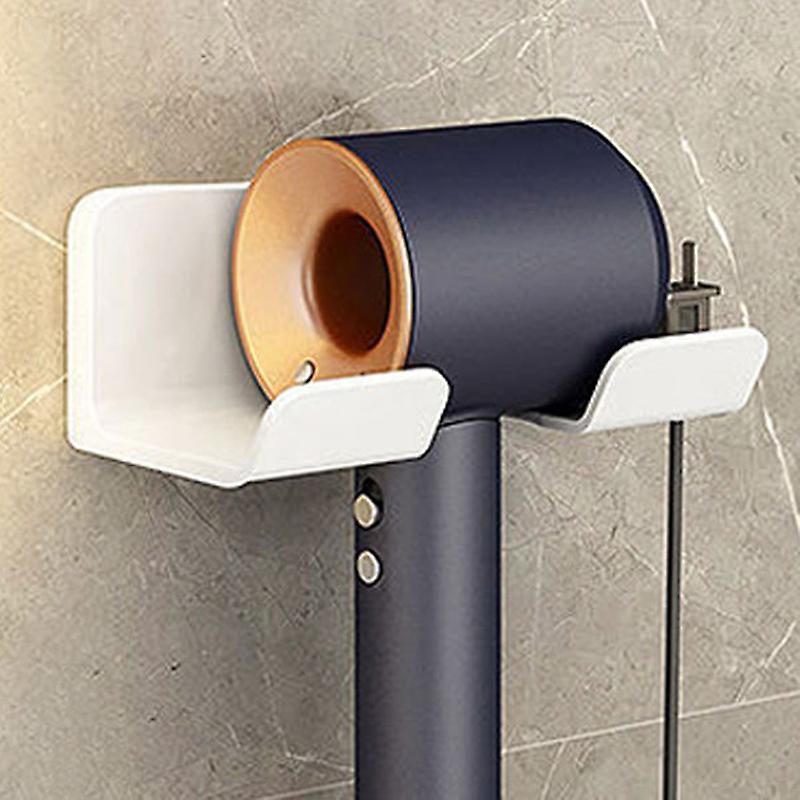 Punch-free Bathroom Wall Mounted Hair Dryer Holder Storage Rack Self-adhesive Plastic Household Washroom Organization Shelves