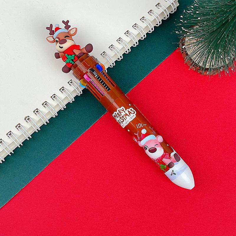 1PC Christmas 10-color Ballpoint Pen Student Press Pen Color Pen Stationery
