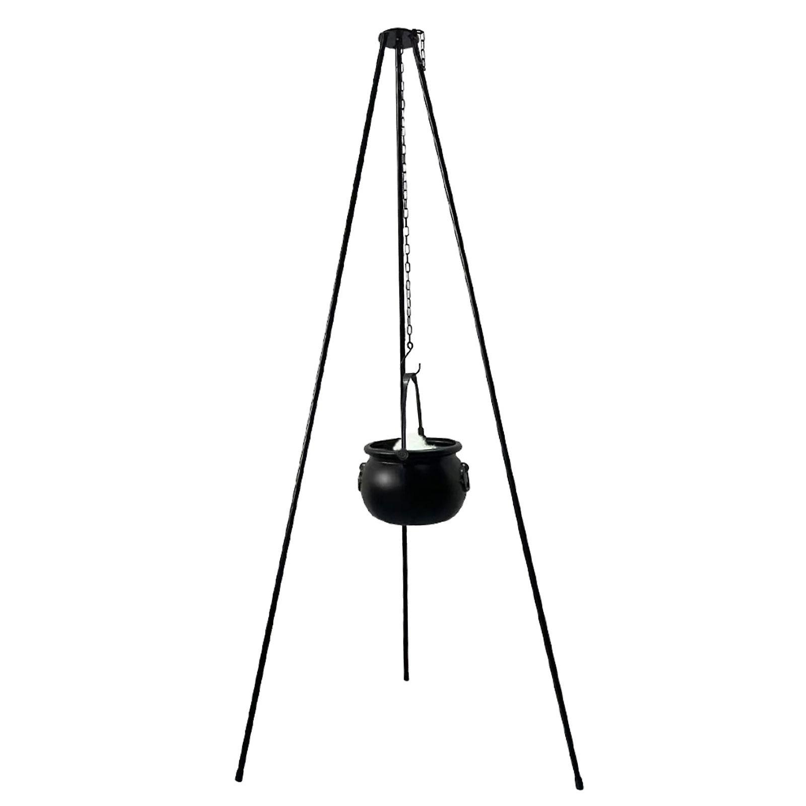 130cm Halloween Witch Cauldron Tripod with String Lights Candy Serving Bowl Cauldron 20cm