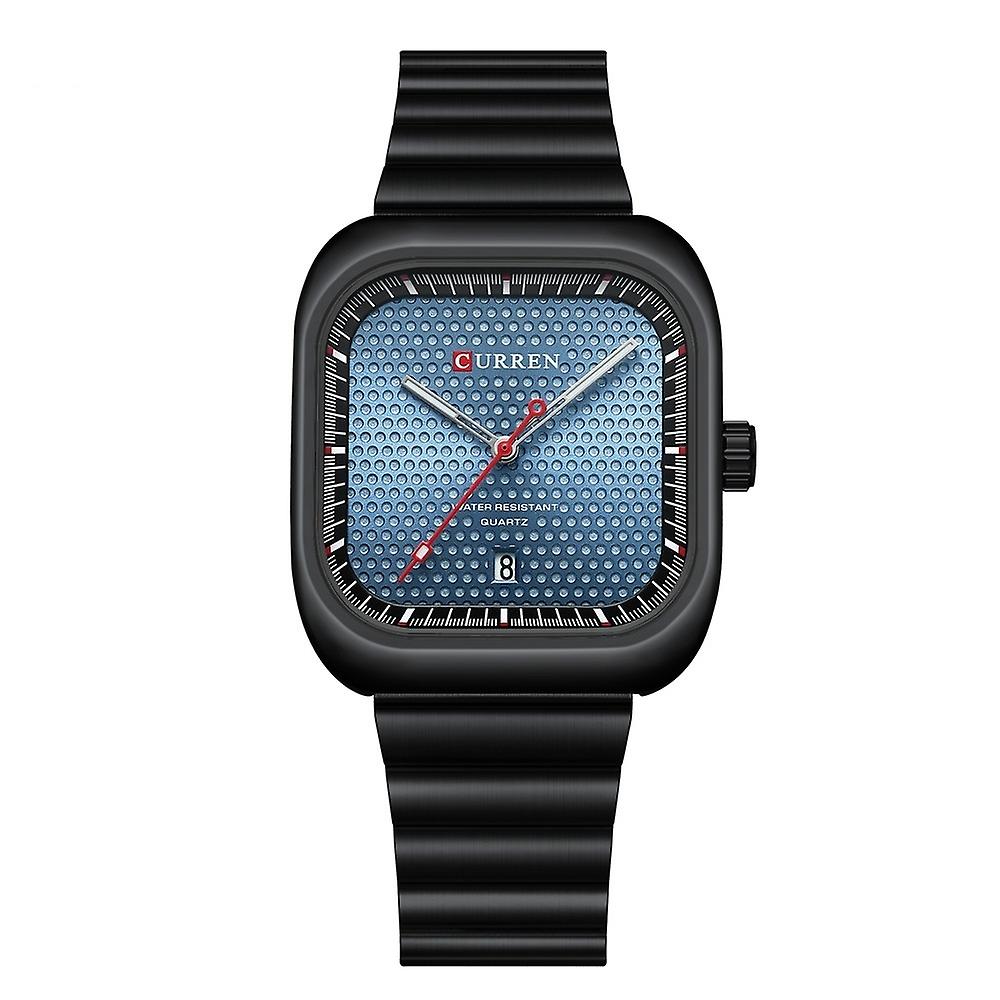 Curren Square Men Quartz Watch Black Shell Blue