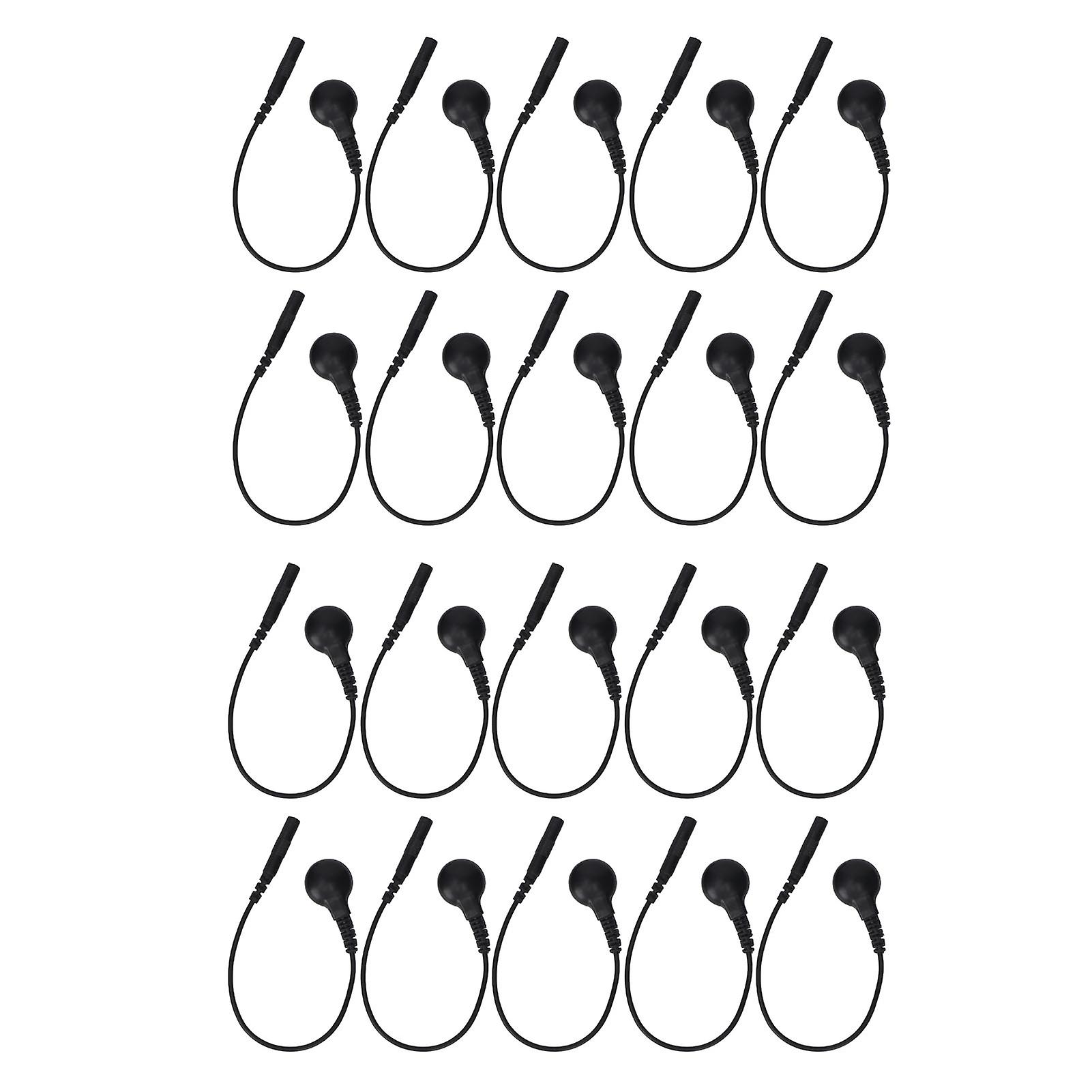 Pack of 20 short copper electrode wires, button type, adapter for TENS device, length 15 cm