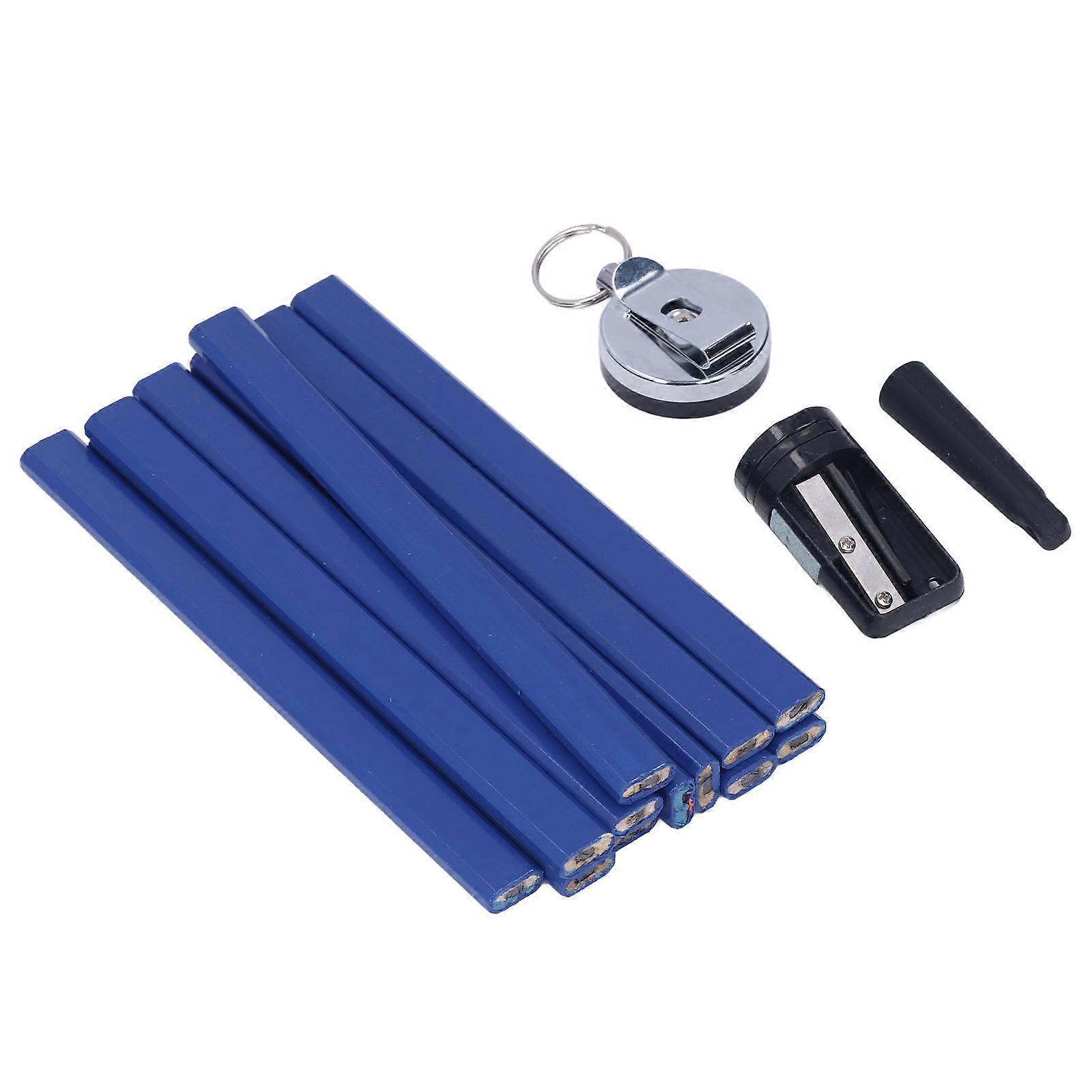 7in Carpenter Pencil Set with Sharpener Flat Octagonal Woodworking Pencil Wood Marking Pencil for Carpentry