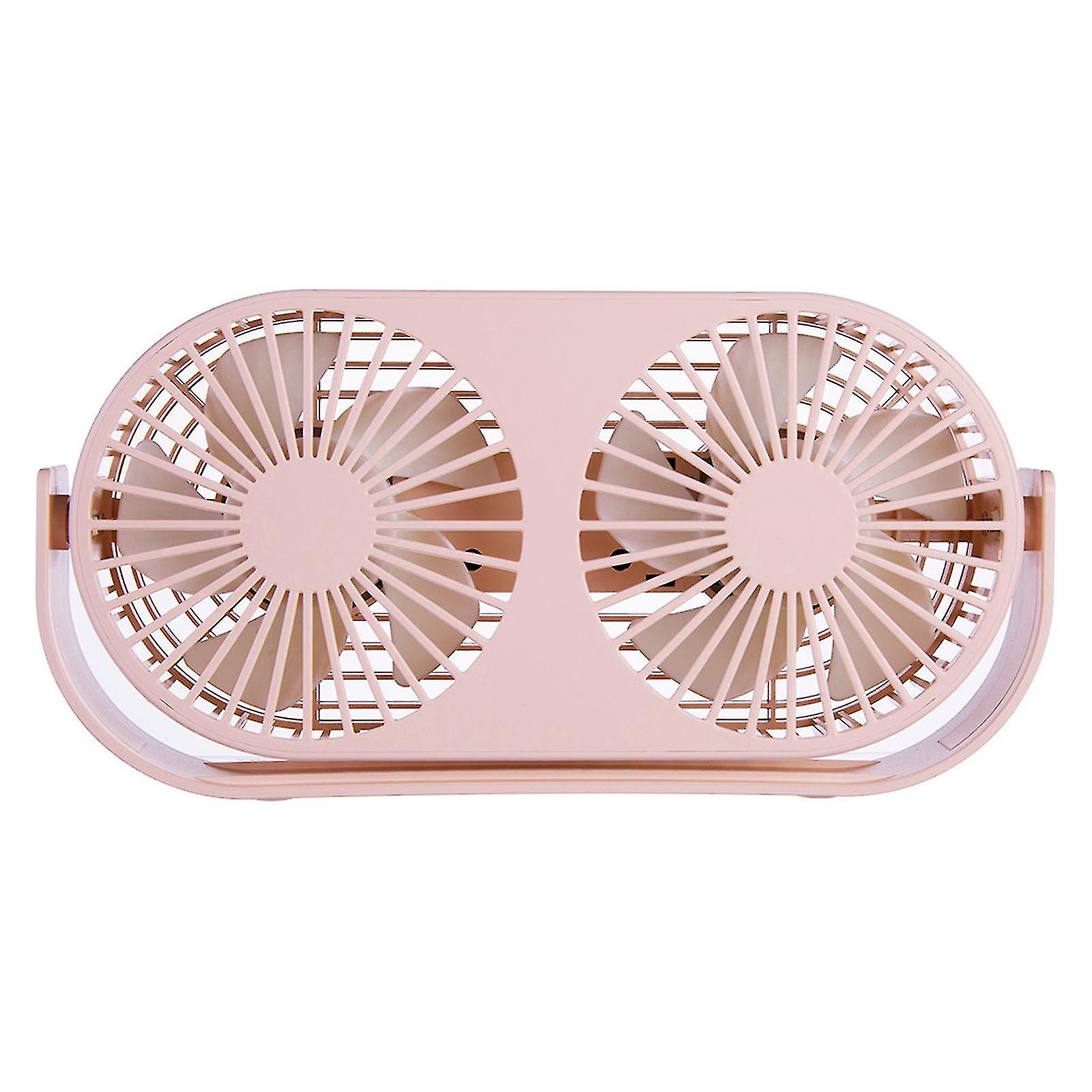 Mini Desktop Double Head Fan Night Light For Student Dormitory 3 Speed Grey