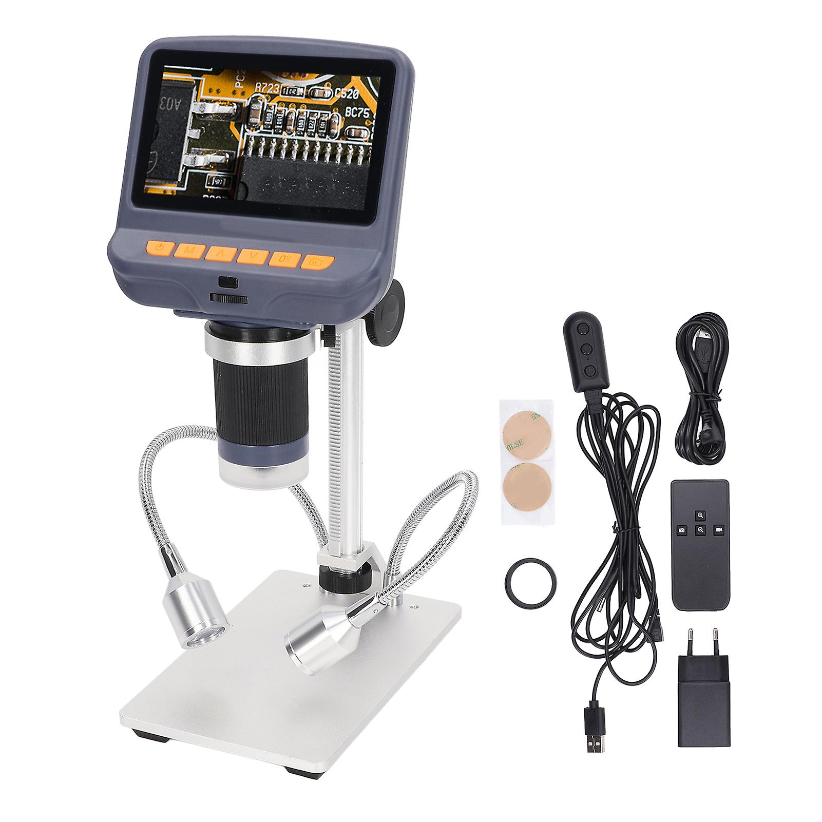 4.3-Inch Digital Microscope 1080P HD Magnifier Built-In Light Source 220X Magnification High Working Distance Wireless Remote Control Compatible with 