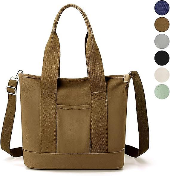 قماش حمل حقيبة للنساء ، حقيبة حمل صغيرة مع سحاب كبير قماش حقيبة كروسبودي كل شيء حقيبة حمل مع مقصورات