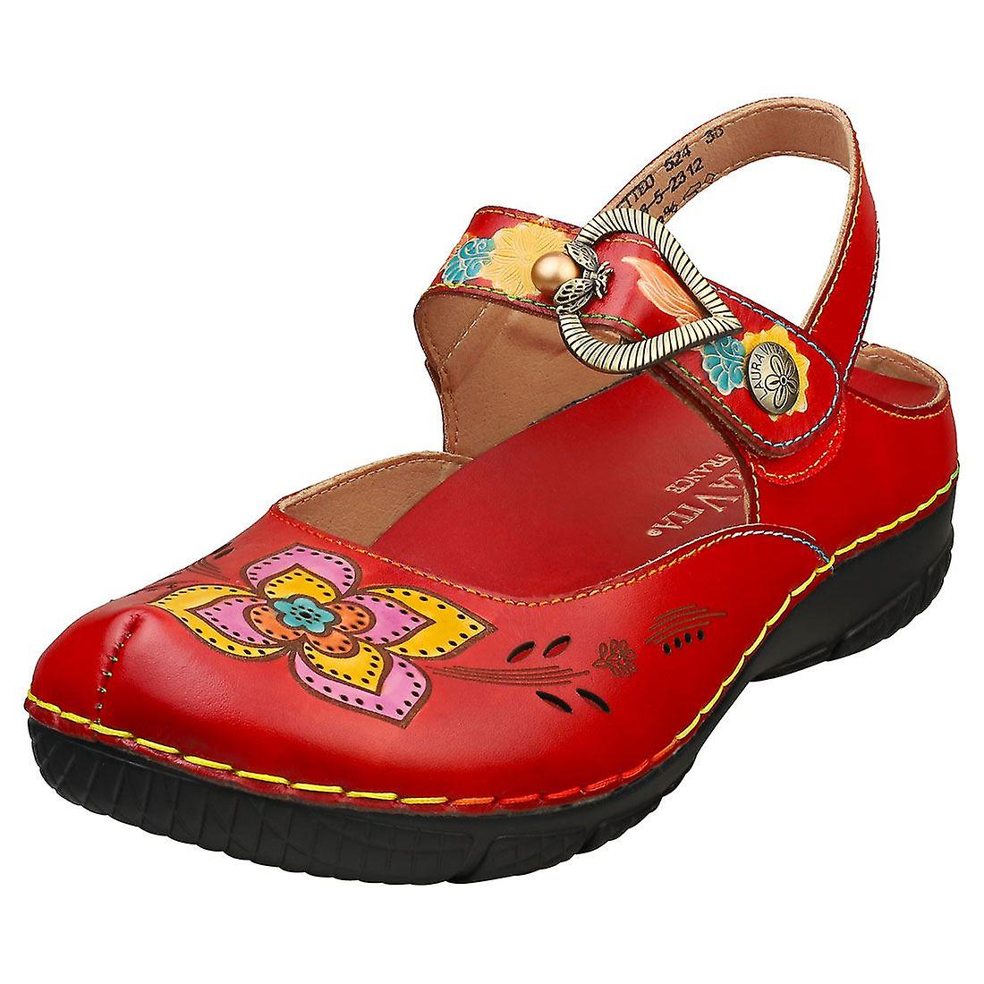 Laura Vita Idceletteo Womens Walking Sandals in Red Multicolour