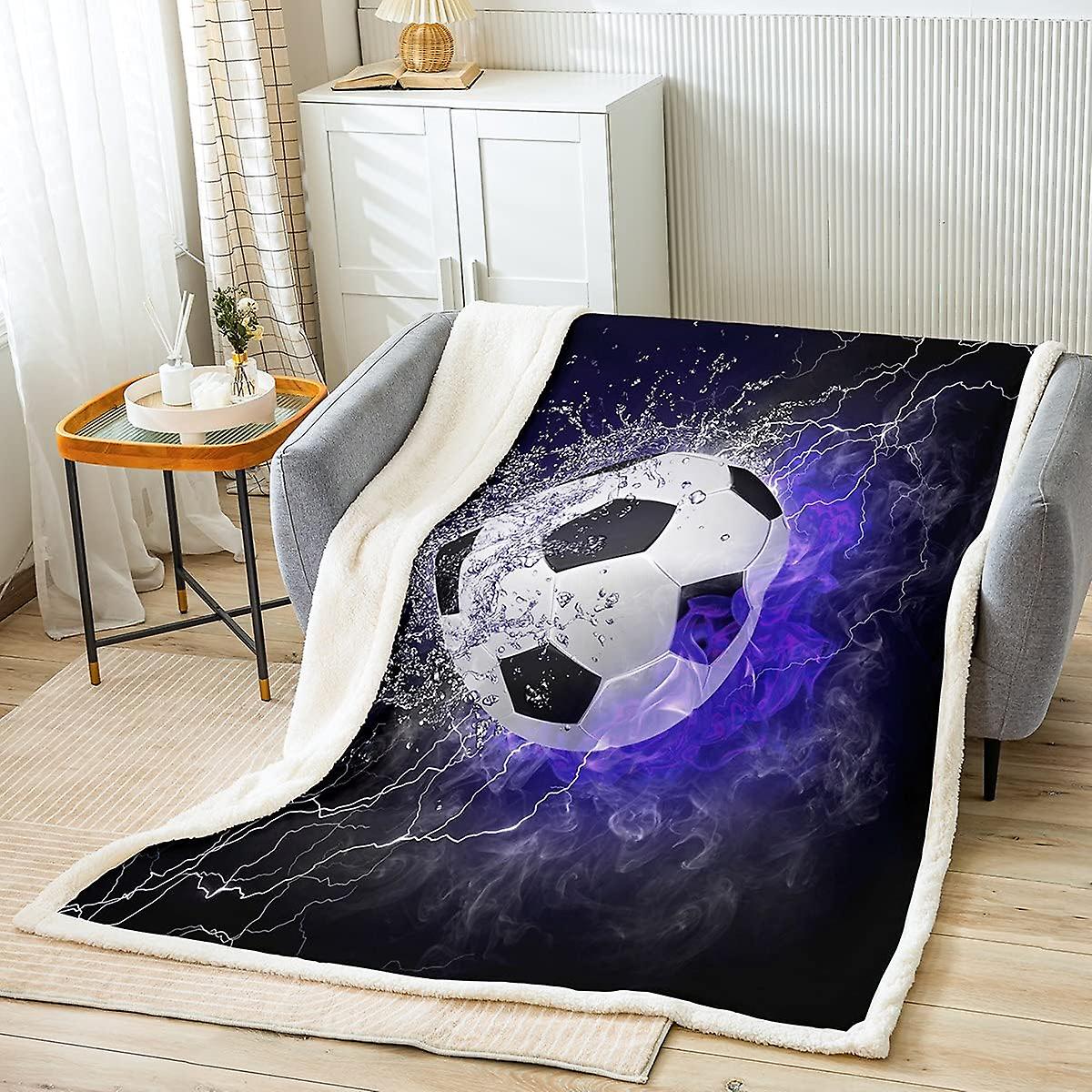 كرة القدم أفخم البطانيات ويرمي الرياضة موضوع الصوف رمي بطانية للأطفال الأولاد المراهقين البرق الكرة شيربا بطانية كرة القدم بطانية غامضة للسرير Sof