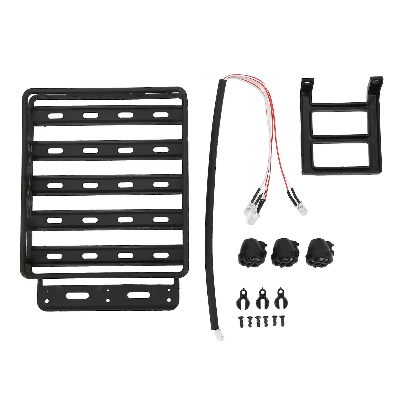 RC Roof Rack with LED Light, Universal Simulation Luggage Rack Kit for 1/14 RC Car Accessories