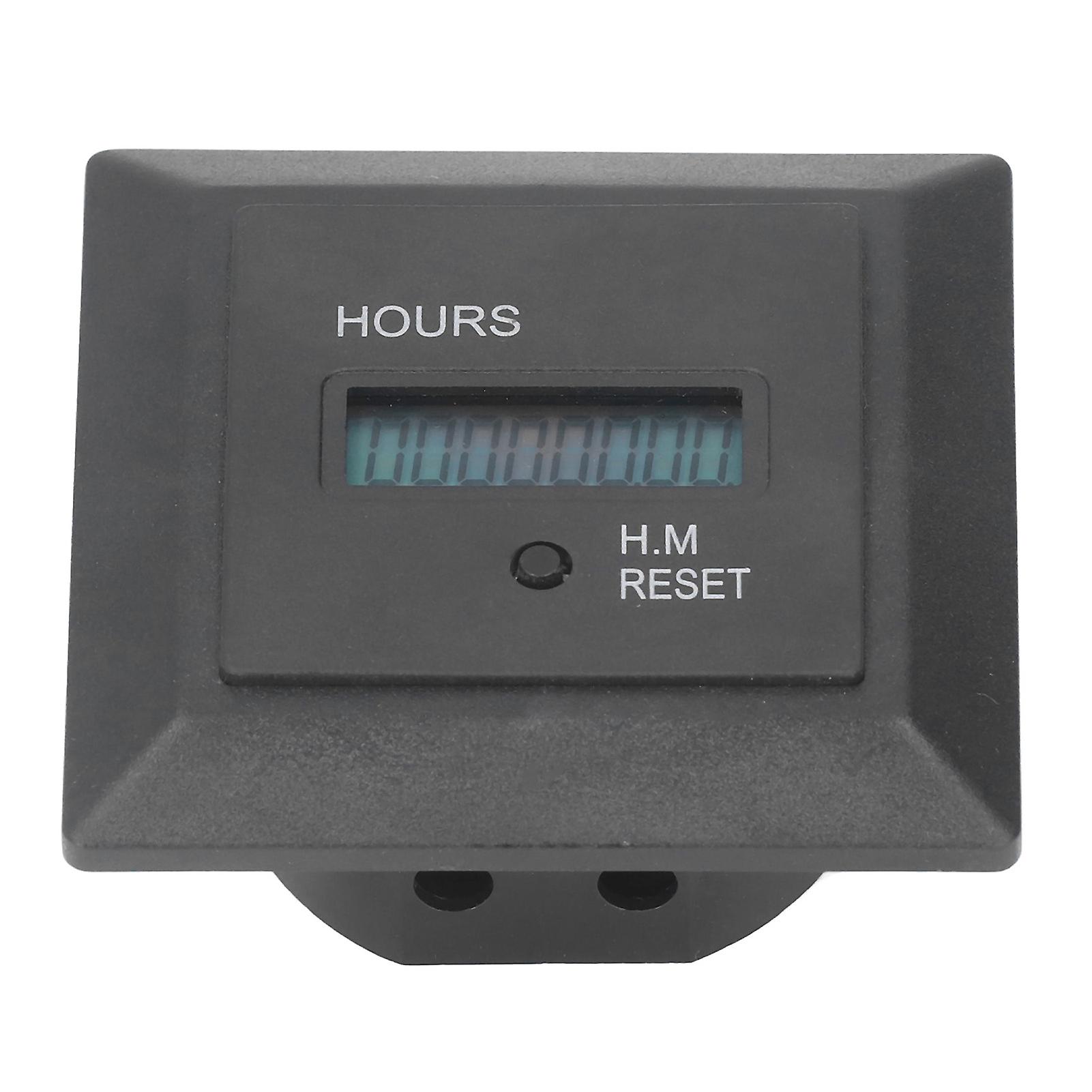 Hour Meter Digital Display Timer Hourmeter Gauge 0‑999999H 59M for Industry 100‑240V AC 