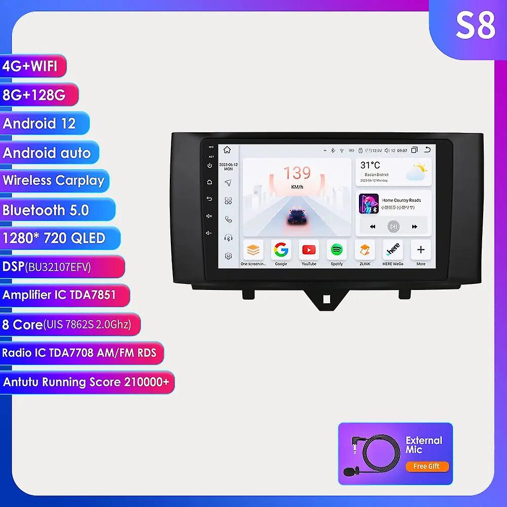 9" Ossuret 2din Android Auto Car Raido For Mercedes Benz Smart Fortwo 451 2010 - 2015 Navigation Gps Dsp Rds 4g Carplay Ui7862