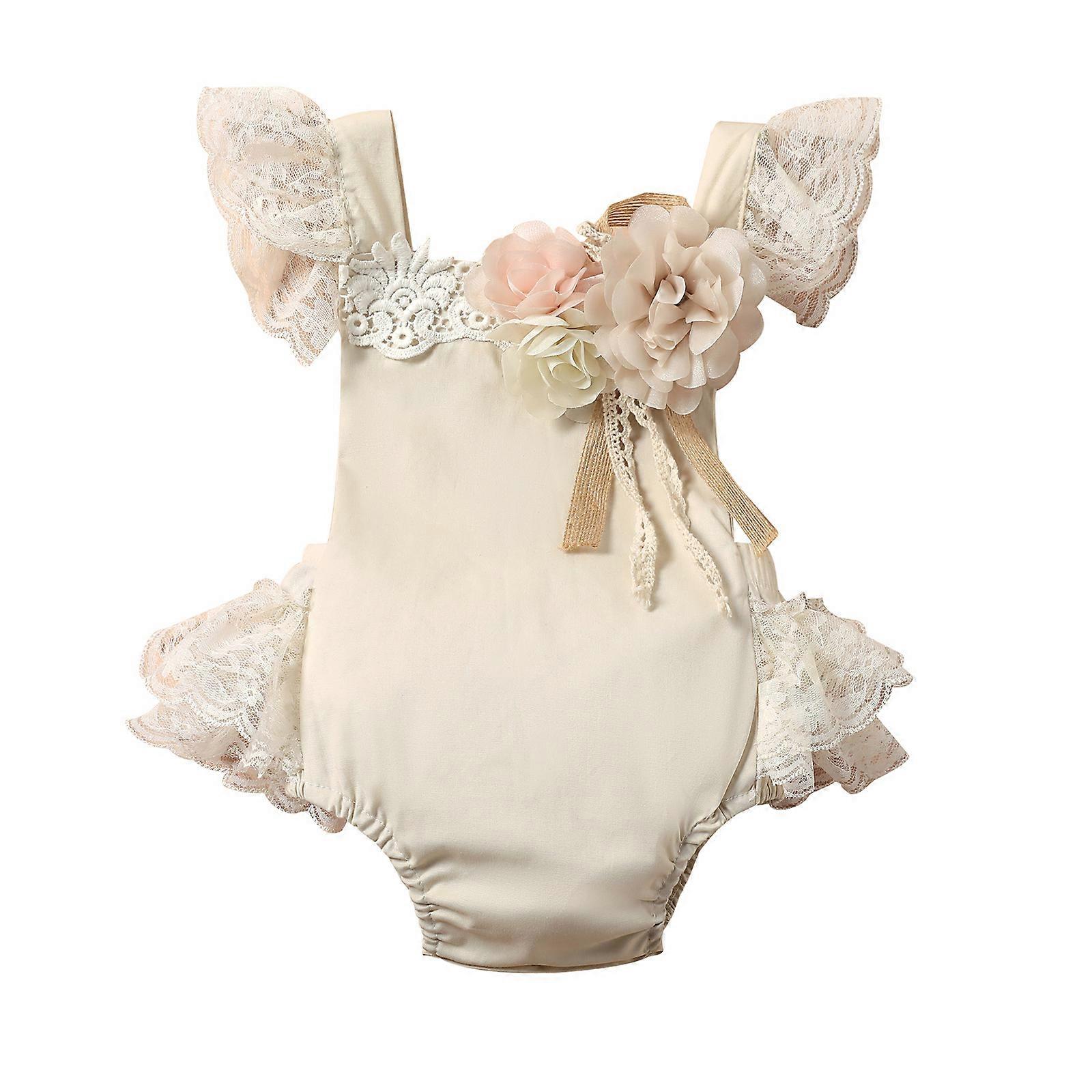 Baby Girl Lace Romper Spring Summer Clothes Ruffle Embroidered Boho Newborn 3-6 Months Bodysuit Outfits