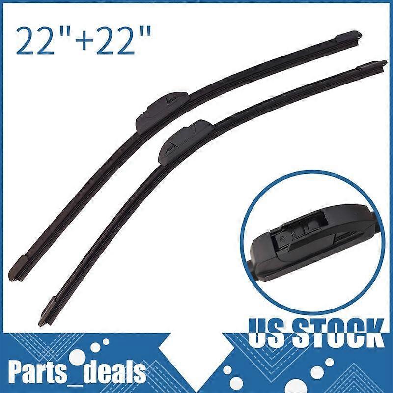 Premium 22 + 22 Wiper Blades ~ Front Pair compatible with Left & Right Side ~ 22in * 2 ~ 1 Year Warranty NO.8896