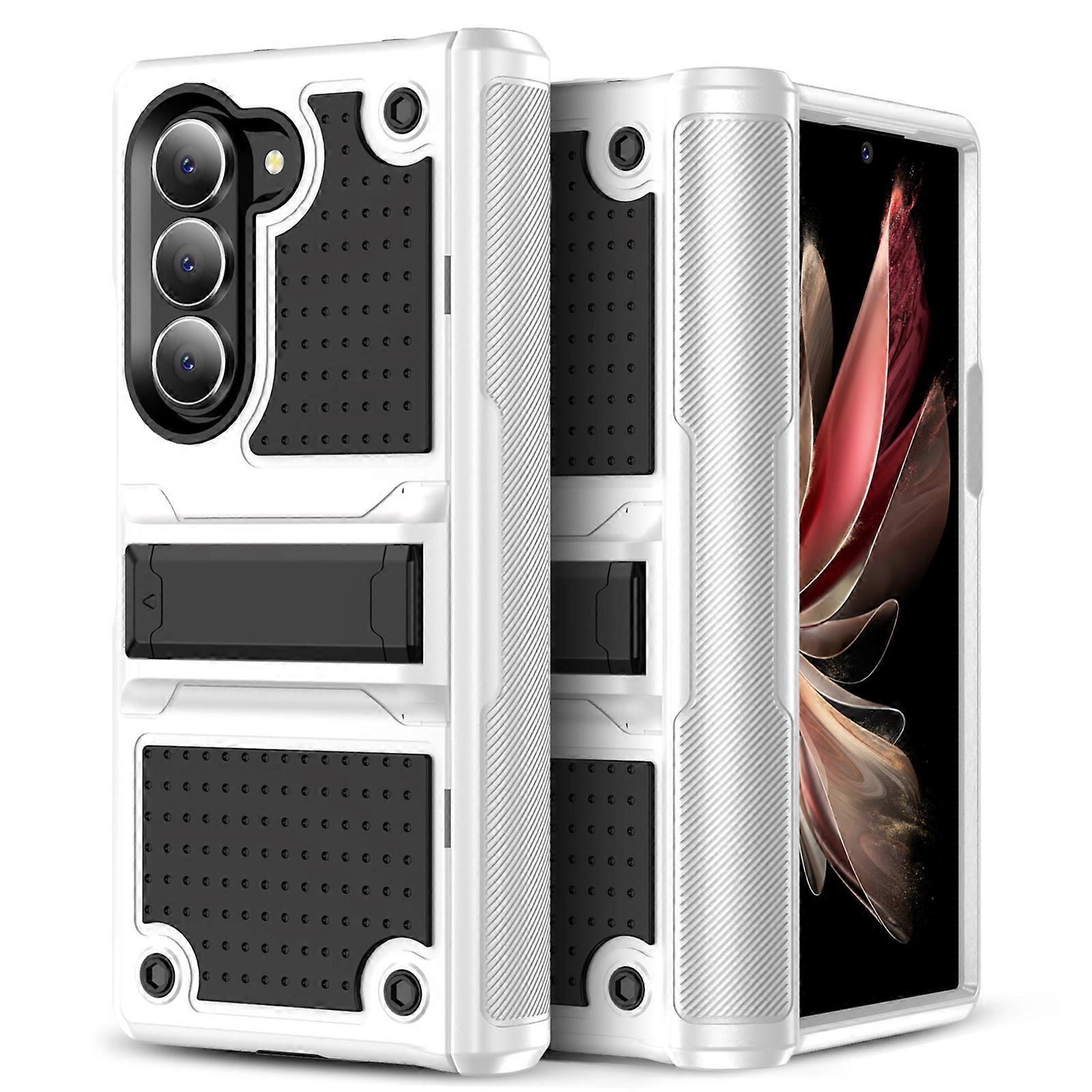 para Samsung Galaxy Z Fold 6 Case com proteção de dobradiça e Kickstand, à prova de choque 2 em 1 borracha de silicone com Hard PC Rugged Full Body Protection Phone