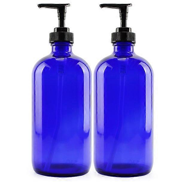 Cobalt Blue plastic Bottles with Refillable Liquid Soap